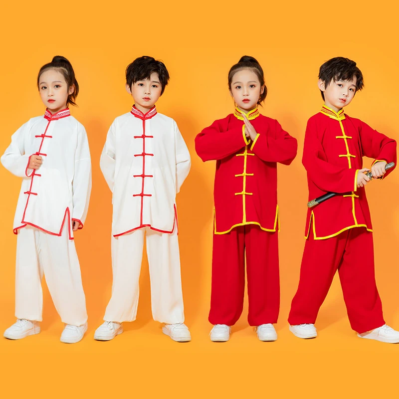 

2024 Chinese Children Tai Chi Wushu Clothes Adult Martial Arts Set Kung Fu Outfits Traditional Vintage Wing Chun Shaolin Costume