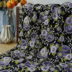 Court Style Light Purple Flower Yarn Dyed Jacquard Fabric Women's French Dress Diy Making Fabric 50cmx125cm