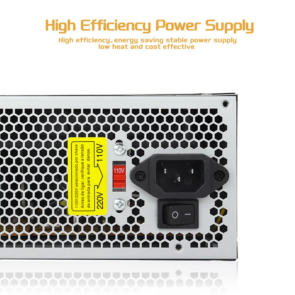 500W ATX PSU Ultra Silent Gaming PC Power Supply with 12cm Quiet Fan For Gamers & Creators