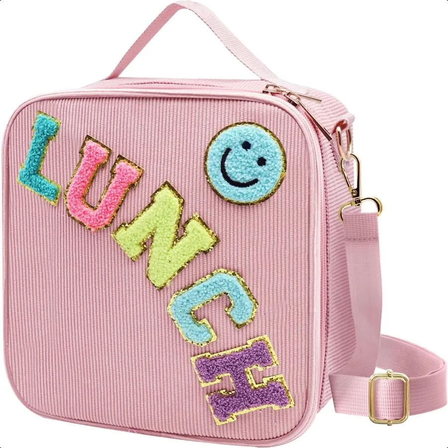 

Insulated Lunch Bag With Adjustable Shoulder Strap Cute Corduroy Preppy Lunch Box Large Insulated Lunch Bag Reusable Lunch Tote