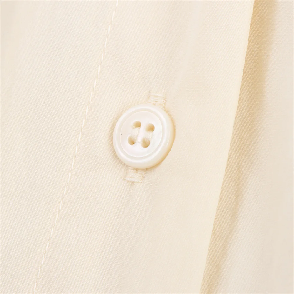 خريف جديد الملابس النسائية مزاجه سليم صالح جولة الخامس الرقبة فقاعة الأكمام القوس حزام قميص نمط الشق اللباس #6