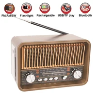 Radio FM AM SW portátil, Radios Vintage multibanda, altavoz inalámbrico Bluetooth con linterna LED, compatible con tarjeta TF, disco U AUX