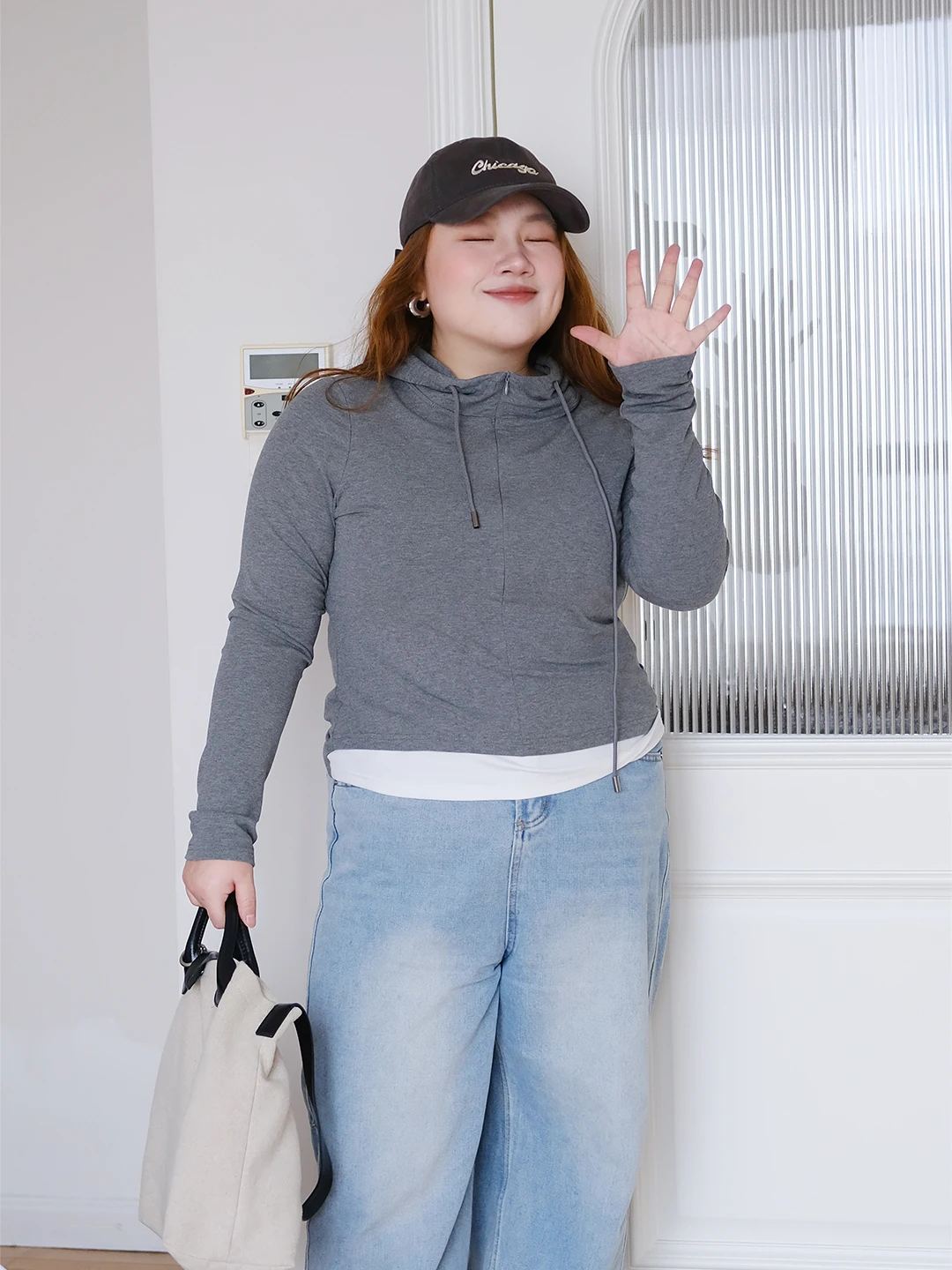 

Zooobaby004 Korean Sle Long Sve Hoodie Women's Slimming Versatile Fake Two-Piece Top Commute High Waist Pear Body...