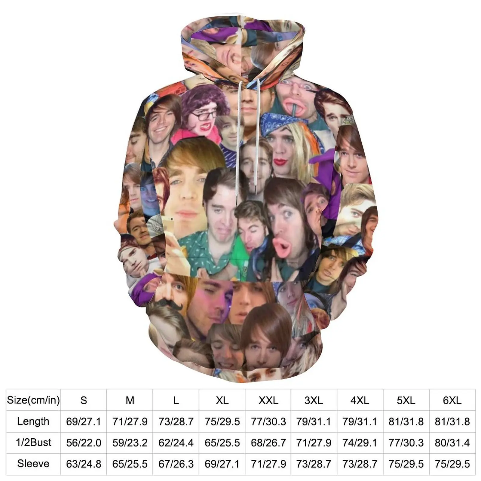 Meme Print Hoodies Shane Dawson Collage Hip Hop Oversize Hoodie Unisex Long Sleeve Retro Graphic Casual Sweatshirts