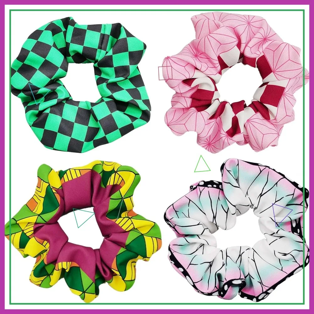 

4 Pcs Anime Hair Scrunchies Elastic Ponytail Holder Bracelet Cosplay Accessories