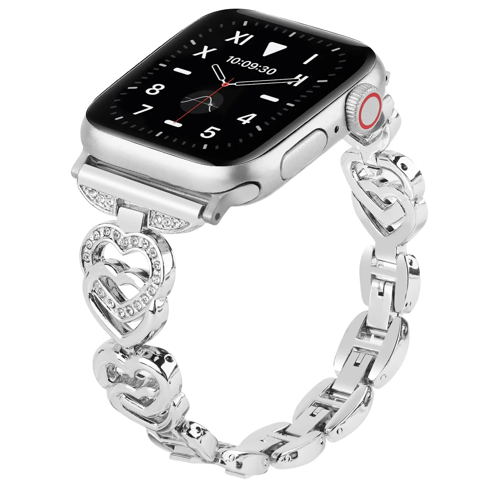 Diamond Heart Strap for Apple Watch band 40mm 41mm 45mm 44mm 38mm 49mm 42mm Metal Bracelet iWatch series se 7 6 3 5 Ultra 2 8 9