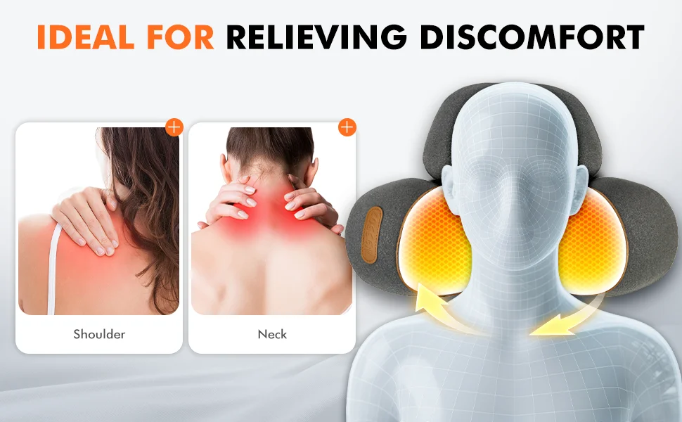 3-in-1 Neck Massager Pillow with Heating & Cervical Traction, Ergonomic Cervical Pillow for Neck Pain Relief Neck Pillow
