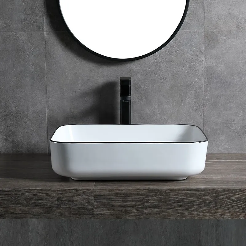 Black edge ceramic table basin ceramic art basin ultra-thin edge wash basin