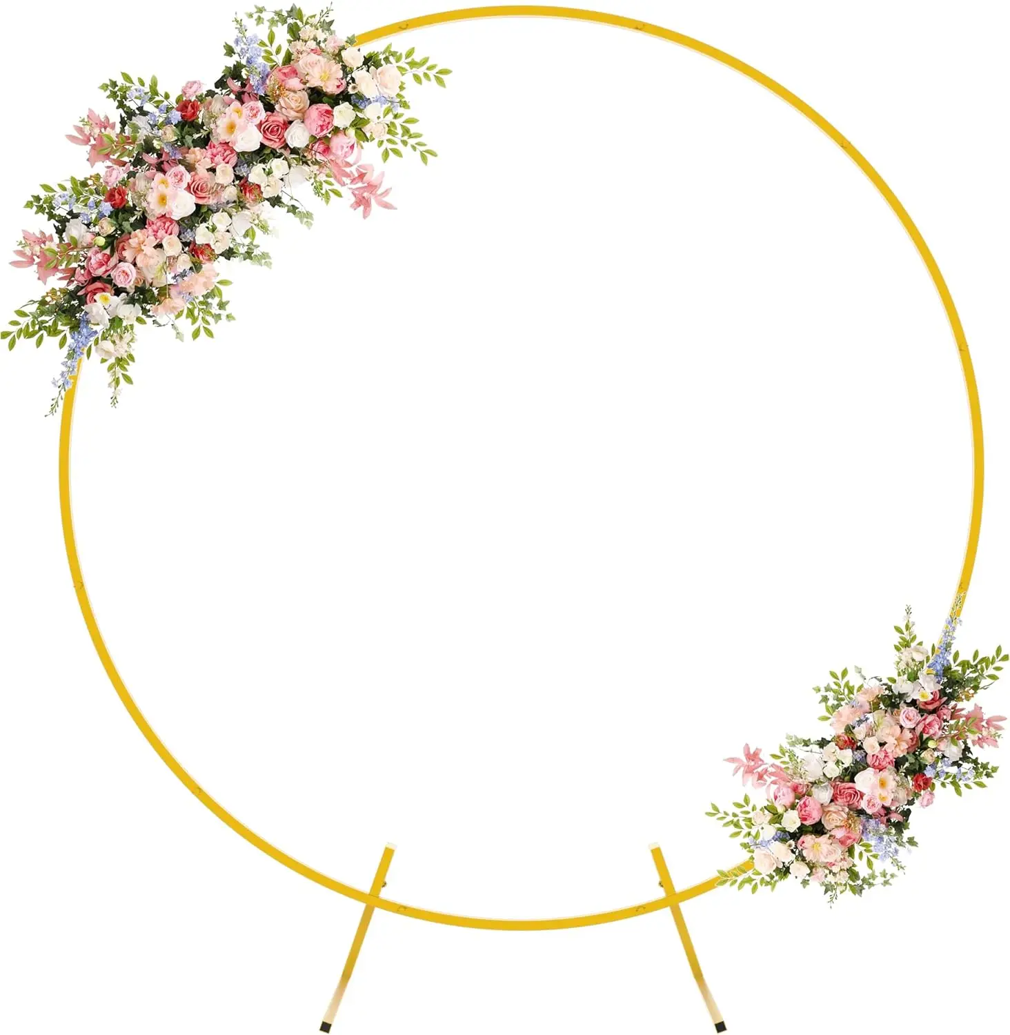 

5FT Gold Round Backdrop Stand Metal Circle Balloon Arch Frame Wedding Arch for Ceremony Birthday Party Anniversary Decoration