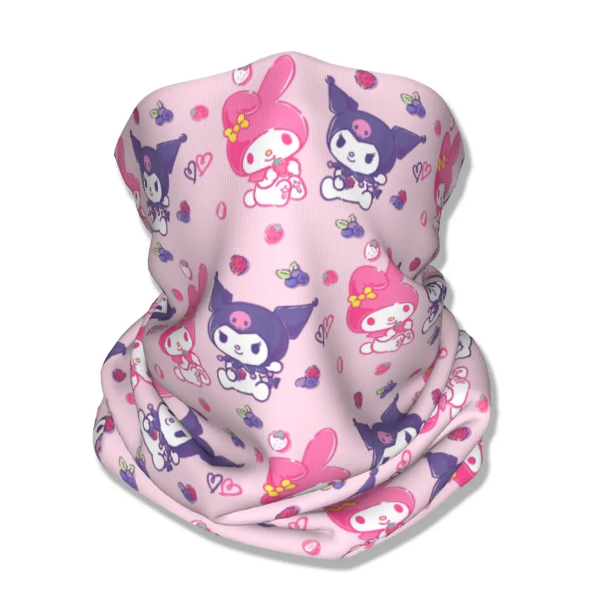 Kuromi And My Melody Berries Bicycle Mask Soft Warm Face Masks Cool Hunting Fishing UV Protection Neck Gaiter