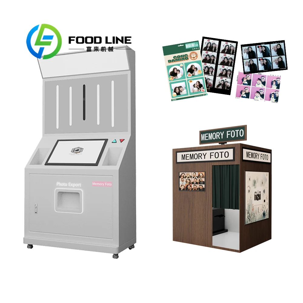 customize Photography Fill LED Photo Booth Magic Mirror Touch Screen Selfie Pedestrian Zone Coin Operated Sticker Photo Booth