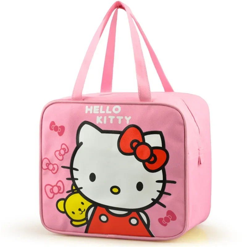 Hello Kitty Insulated Lunch Bag Portable Thickened Waterproof Portable Lunch Picnic Refrigerated Zipper Bag Cartoon Storage Girl