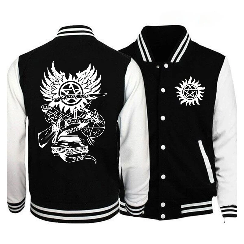 

New Supernatural Printing Jacket Women Men Casual Y2K Harajuku Baseball Jacket Autumn And Winter Baseball Uniform Coat