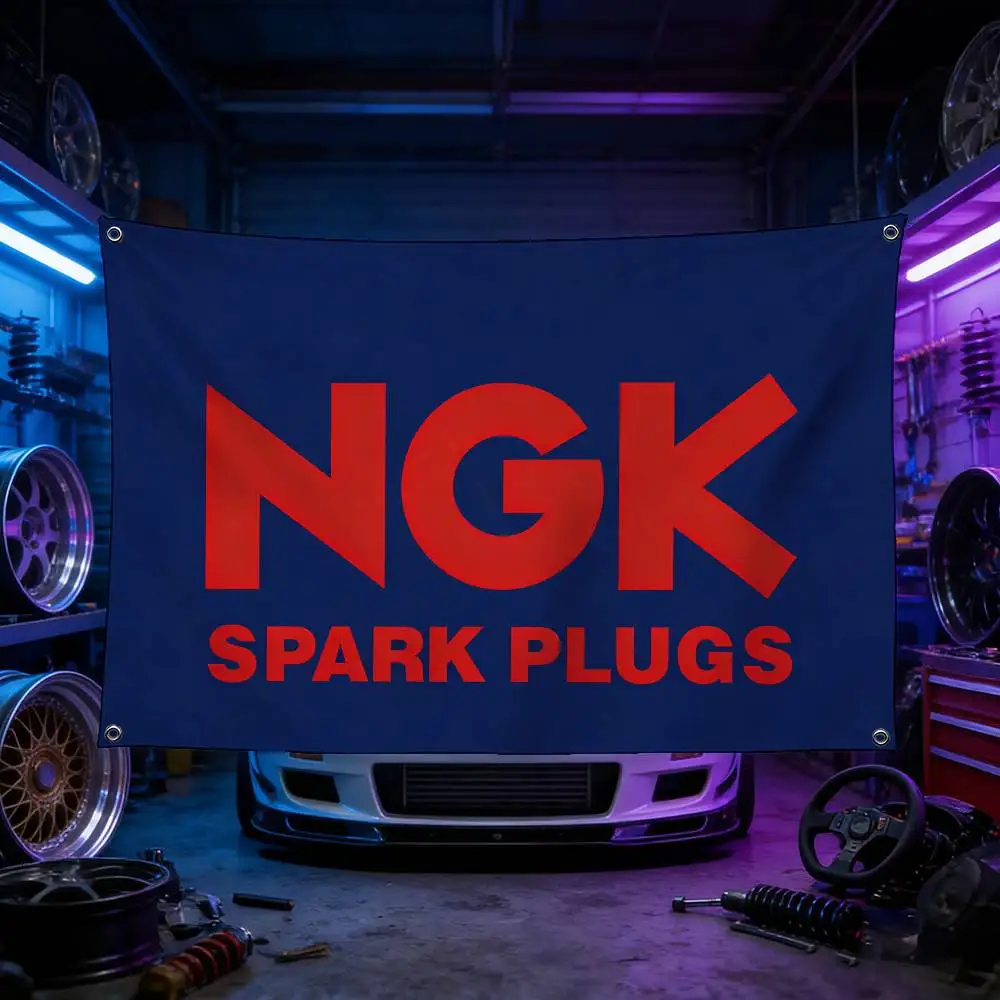 

Car And Motorcycle Logo For NGK Decorative Flag High Quality Polyester Fade Resistant Machine Washable Indoor Outdoor Hanging