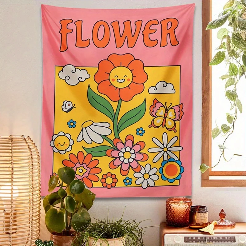 1pcs Colorful Bohemian Style Floral Wall Hangings Rainbow Wall Hangings for College Dorm Bedroom Living Room