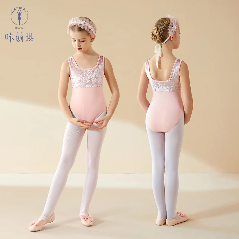 New Fashion Summer Sling Body Training Suit Preschool Professional Girl Performance Suit Ballet Leotards Skirt 100-170cm Height