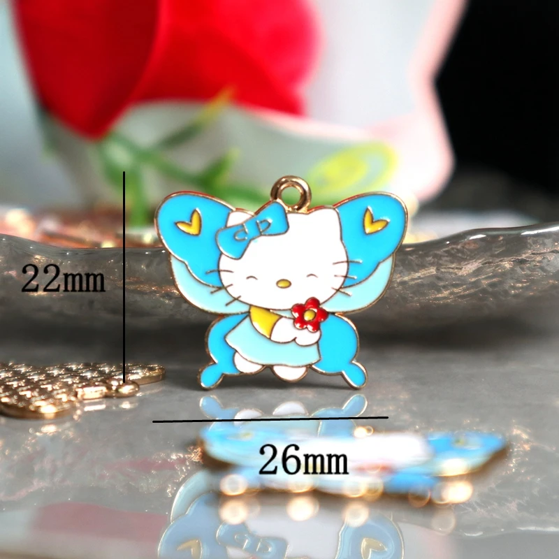 Sanrio Butterfly Alloy Metal Charms, Cartoon Anime, DIY Jóias Acessórios, Colar, Pulseira, Chaveiro Pingentes, 10Pcs