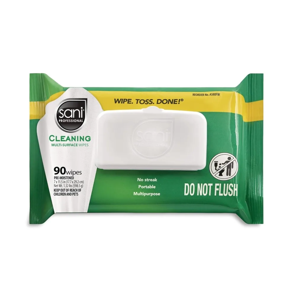 مناديل مبللة، عرض 11-1/2، طول 7 بوصة، ورق، أبيض، عبوة من 12 قطعة #1