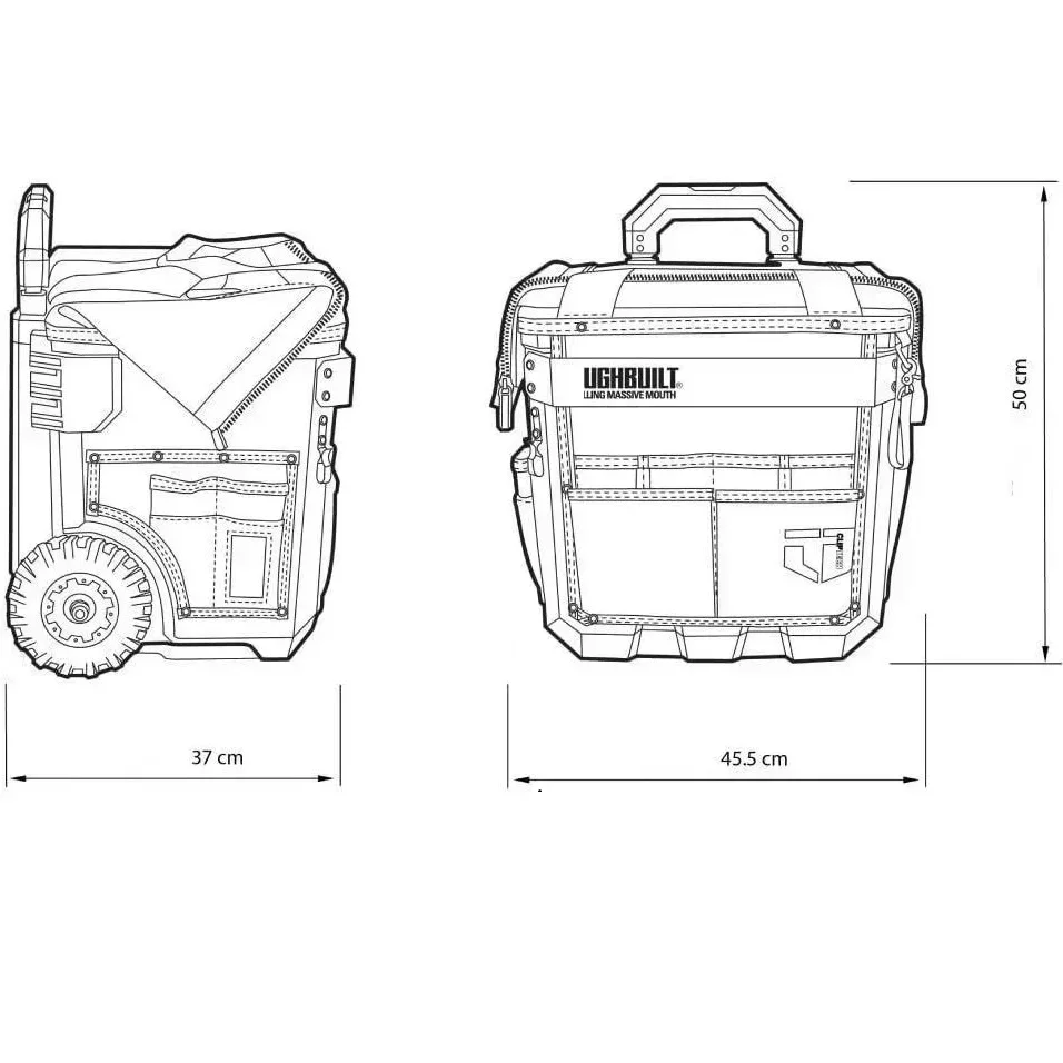 Bolsa de ferramentas profissional, caixa de ferramentas com rodas, organizador, bolsa com reboque, eletricista, kit de reparo de armazenamento, grande reforçado