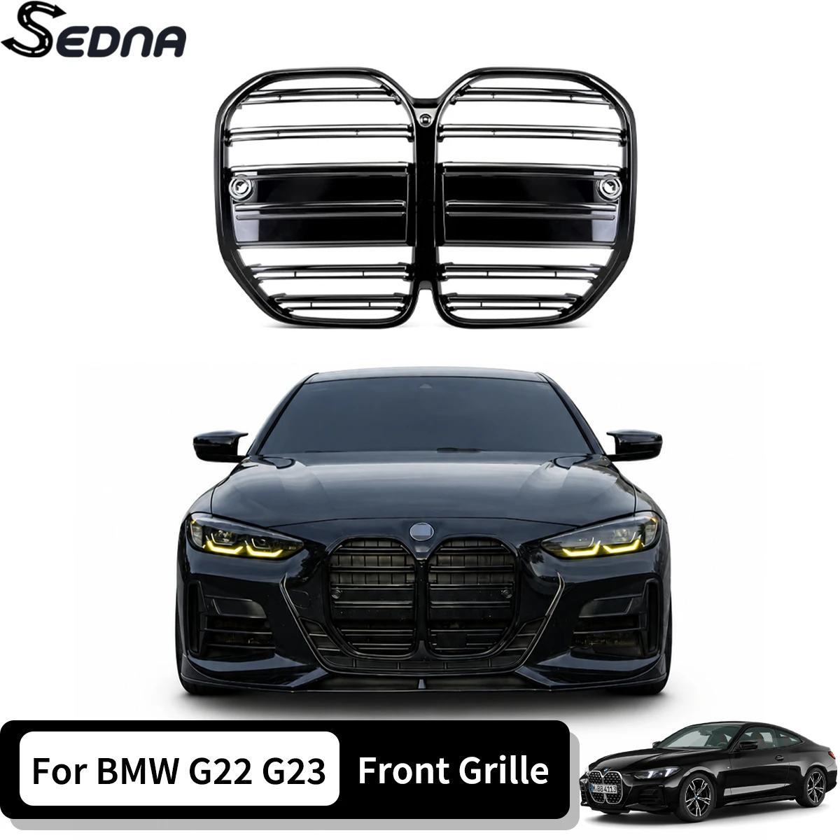Front Bumper Grilles Kidney Hood Grills For BMW 4 Series G22 G23 M4 Style 2021-IN Without/ With ACC Car Upper Accessories