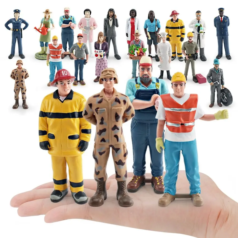 Professional Character Micro Model Miniature Firefighter Nurse Doctors Construction Police Action Figures Educational Toys