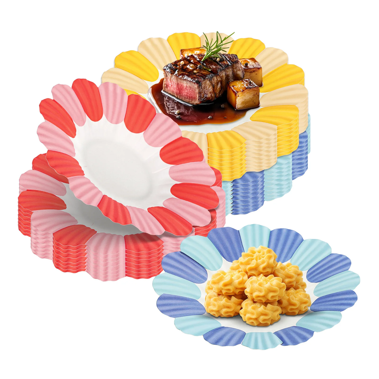 150-個装飾紙皿花の形使い捨てケーキプレートパーティー誕生日ホームデザートプレートパーティー食器