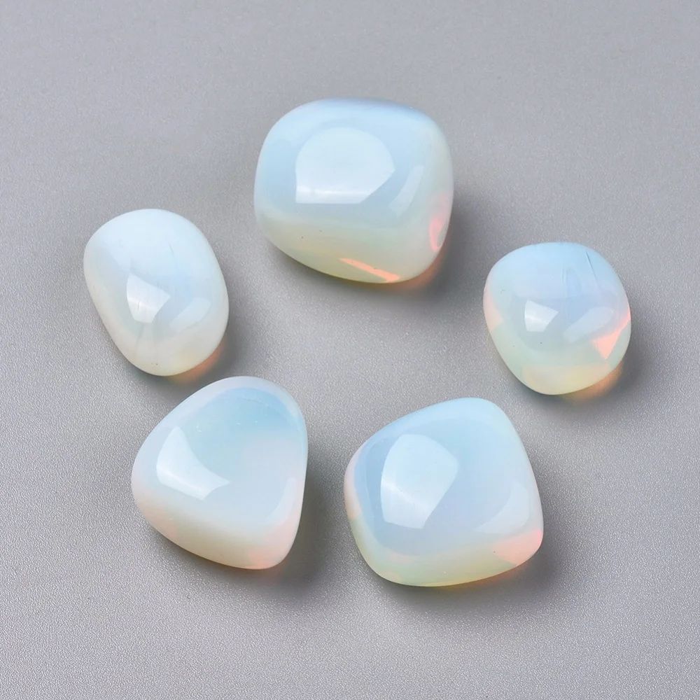 20pcs Opalite Beads 20-35x13-23mm No Hole Gemstones Random Shape Vase Filler Gems Opal Beads Bulk for Jewelry Making DIY Crafts