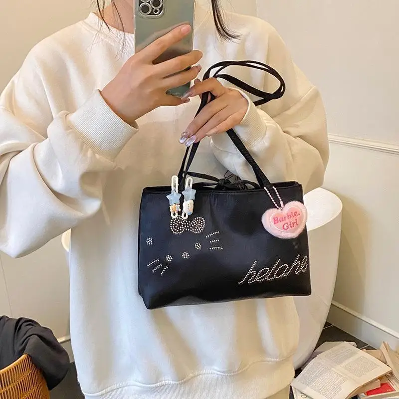 

Hello Kitty Handbag Cute Women Accessories Large Capacity Versatile Single Shoulder Walk Decoration Kawaii Girl Gift Wholesale