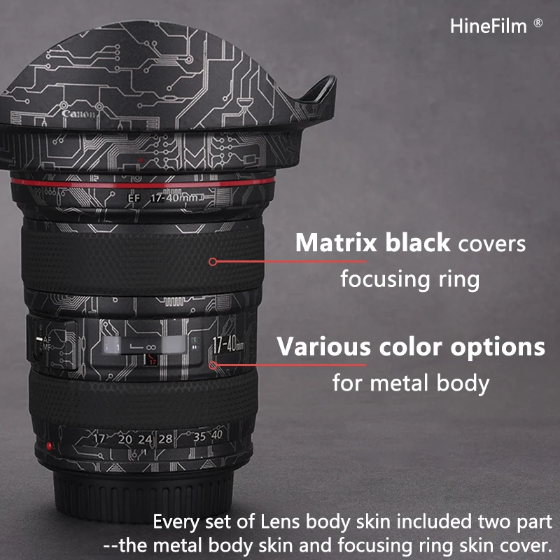 Hinefilm Skin do obiektywu Canon EF 17-40mm f4 L USM Naklejka na obiektyw EF17-40 F4 do obiektywu Canon 17 40 f4 Osłona obiektywu 1740