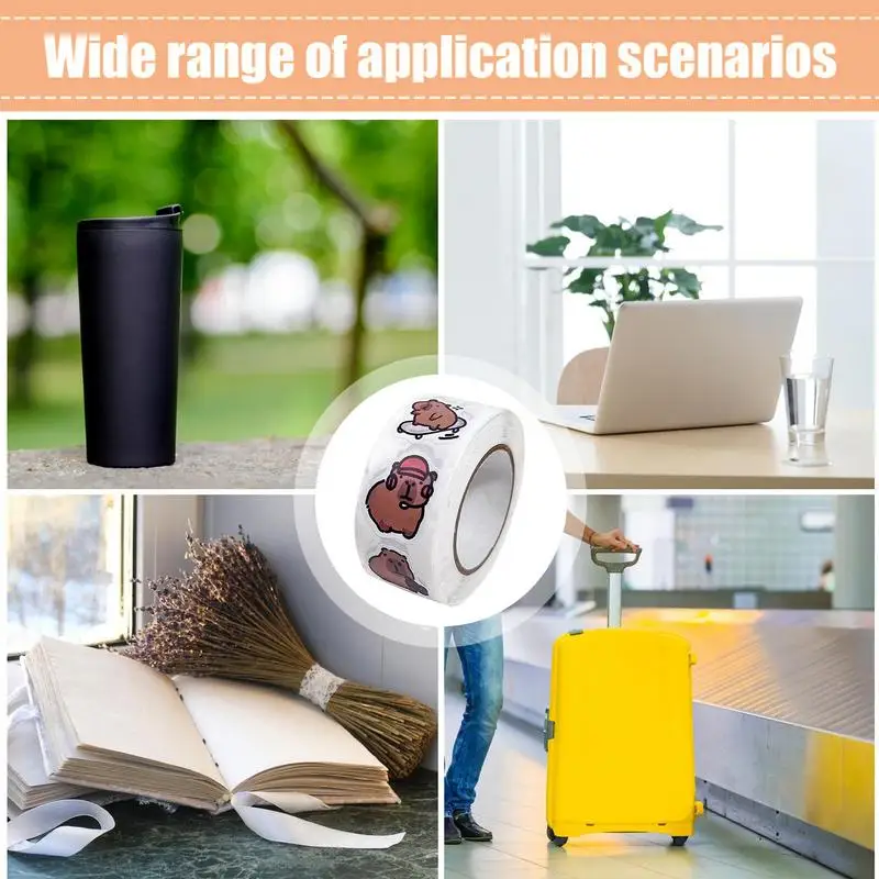 500pcs/Roll Cute Capybara Sticker Waterproof Self-Adhesive Graffiti Aesthetic Decorative Luggage Laptop Cup Phone Diary Book