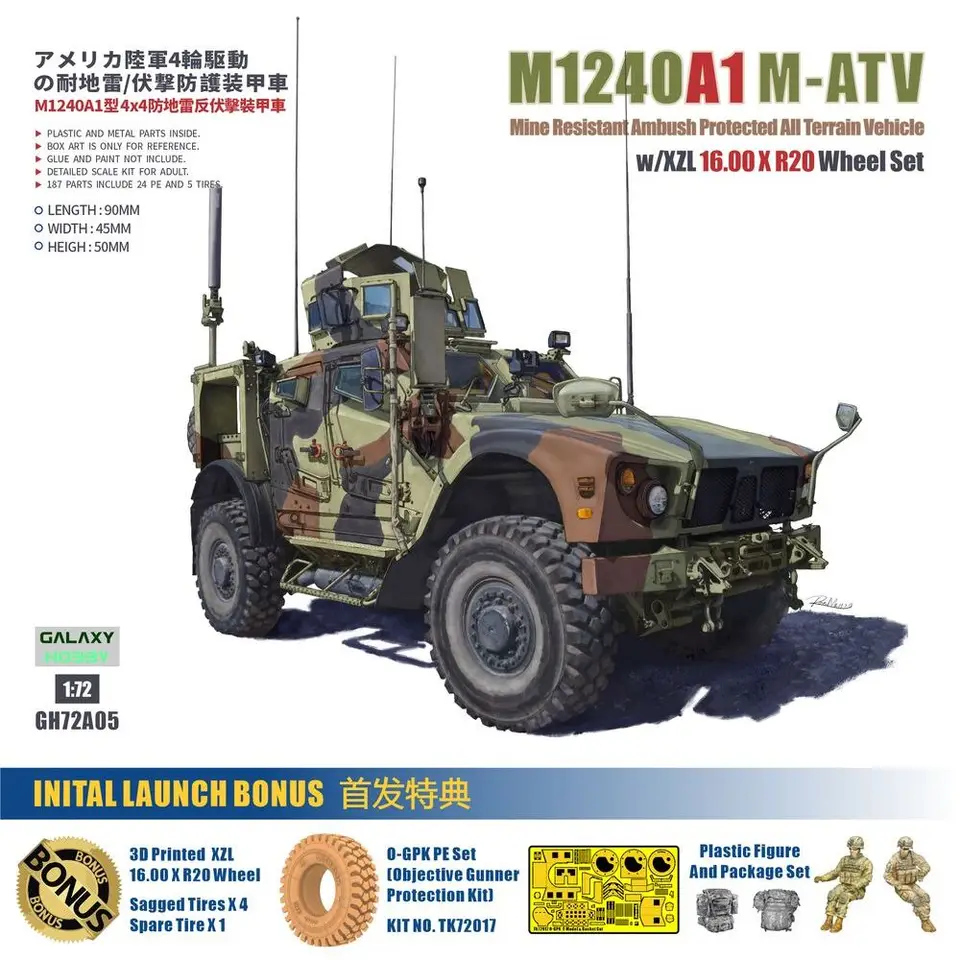 GALAXY HOBBY GH72A05 1/72 M1240A1 (M-ATV) MRAP w/O-GPK - Scale