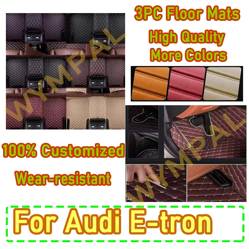 

Luxury Car Floor Mats For Audi E-tron 2018~2022 Durable Mat Rug Auto Car Accessires Interior Protective Full Part Leather Carpet