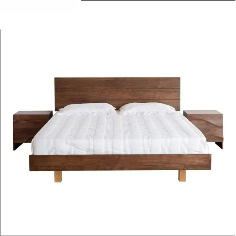 

Customizable North American Black Walnut Mortise Nordic Simple Japanese Maple Cherry Double Bed
