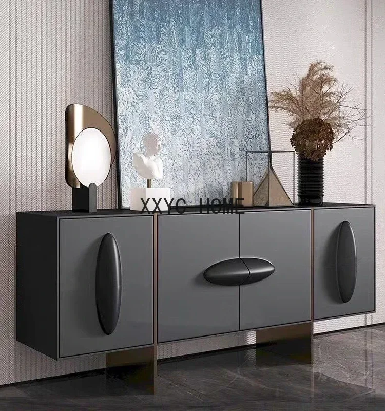 Picture 4: Sideboard Cabinet Personalized Art Entrance Cabinet Solid Wood Wall Tea Cabinet Storage