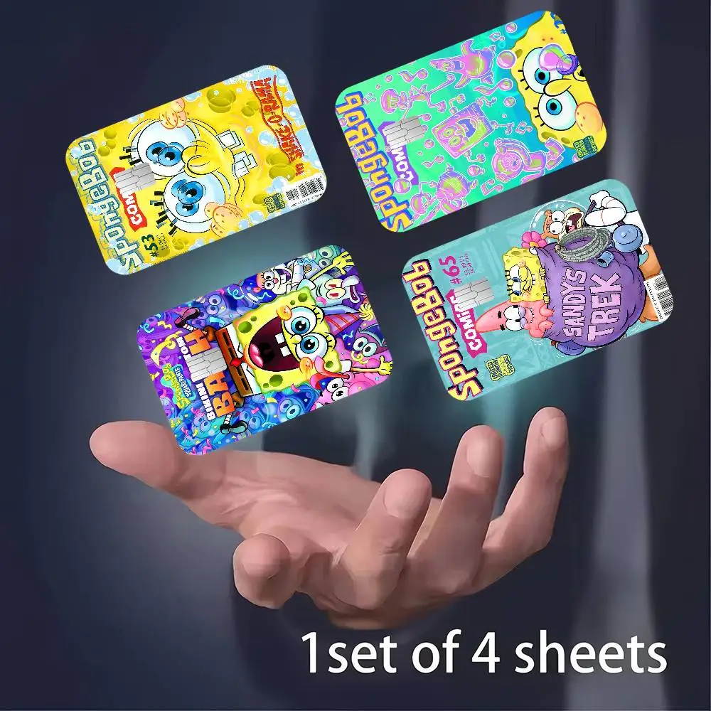 Cartoon S-Spongebobs Anime Cartoon Bären-Haut Aufkleber-Folie für Große Kredit- und Debitkarten Vorderseite