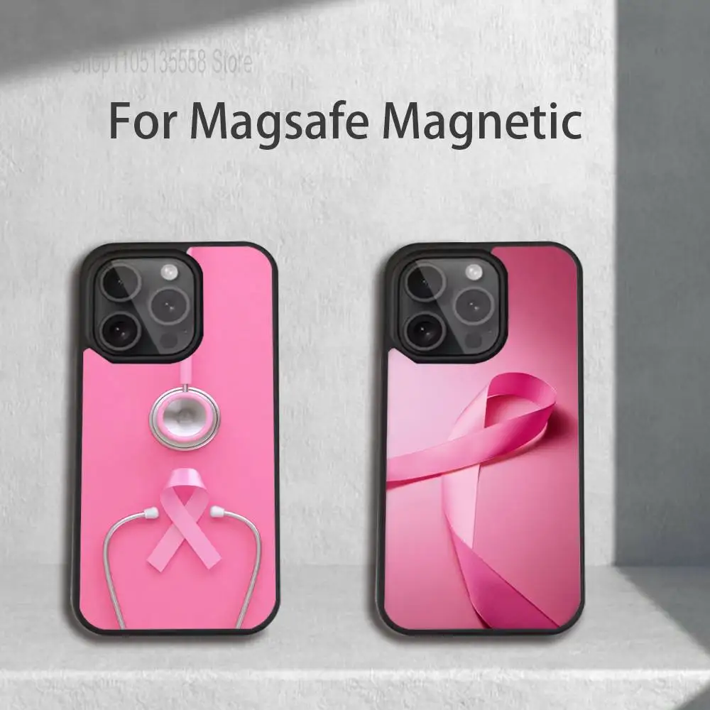 

Girl Breast Cancer Ribbon Phone Case For iPhone 17,16,15,14,13,12,11,Pro,Max,Plus,Mini,SE4,E Magnetic Magsafe Wireless Charging