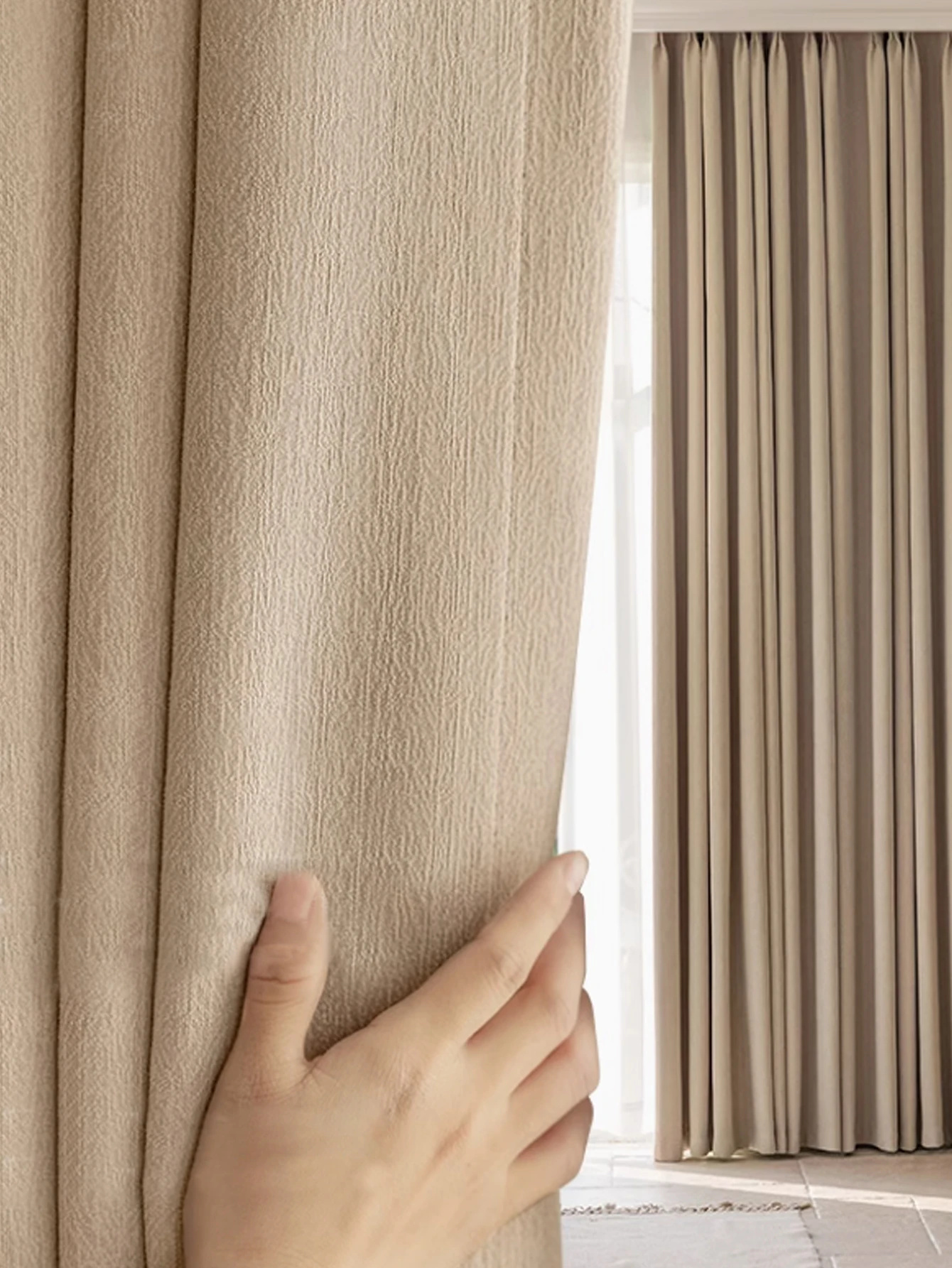 Yuelong Garn-Chenille-Vorhänge, französisch, cremefarben, für Schlafzimmer, Verdunkelung, einfach, leicht, luxuriös, High-End