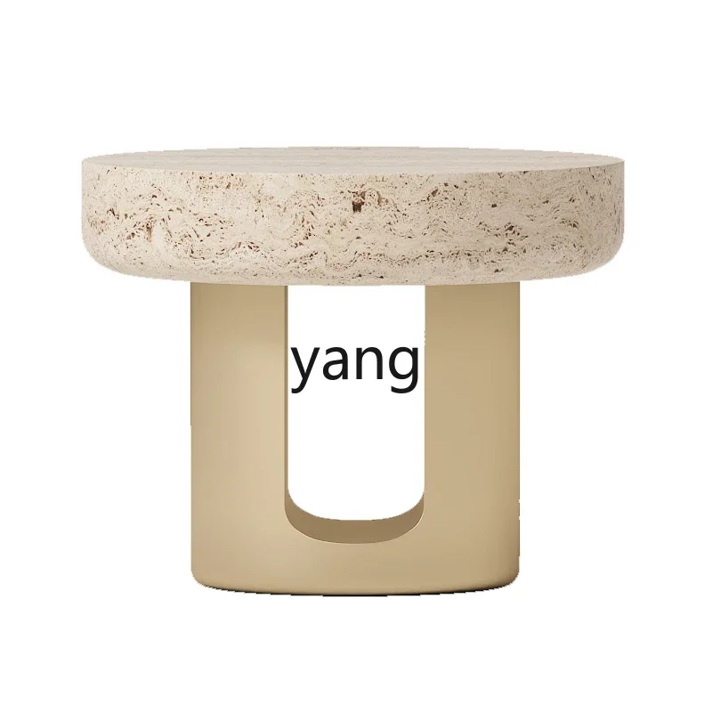 LMM natural marble edge table living room light luxury stainless steel sofa coffee table household