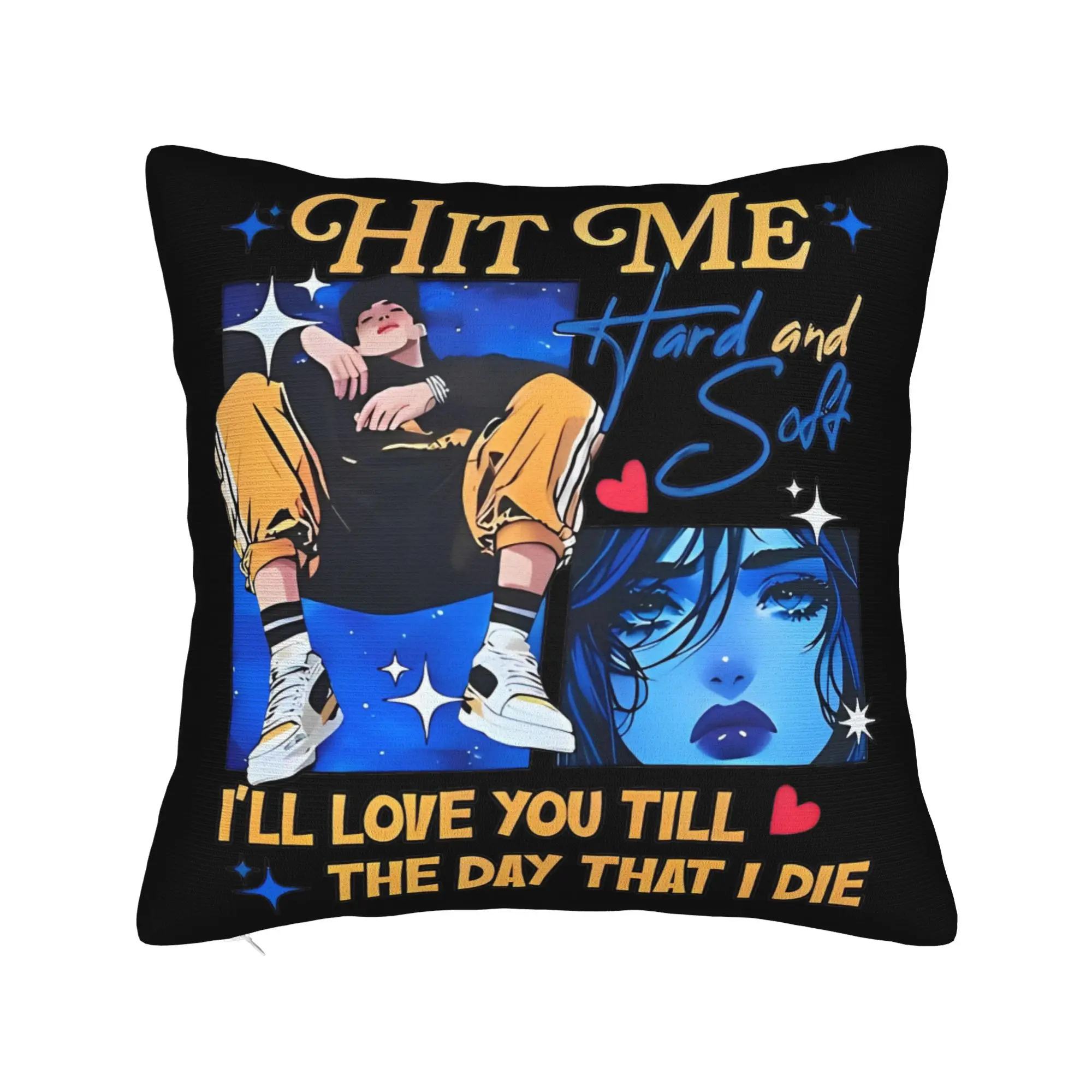 Hit Me Hard and Soft Tour Billies Eilishs Pillowcase Printing Fabric Cushion Cover Gift Throw Pillow Case Cover Bed Zipper 45X45
