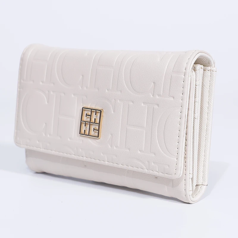 CH Minimalist Design Stylish Slim Wallet Chic Premium Texture Compact Multi Slot Women Accessory Trendy Daily Use