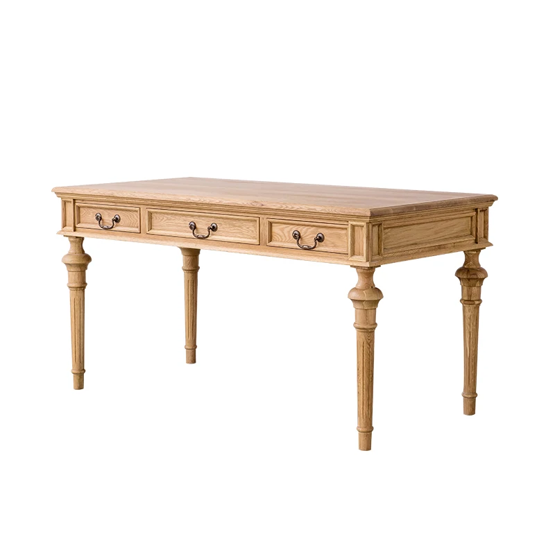 

Письменный стол из сельского дуба в американском стиле с тремя насосами, компьютерный стол из бревен в европейском стиле, простой письменный стол, чтение