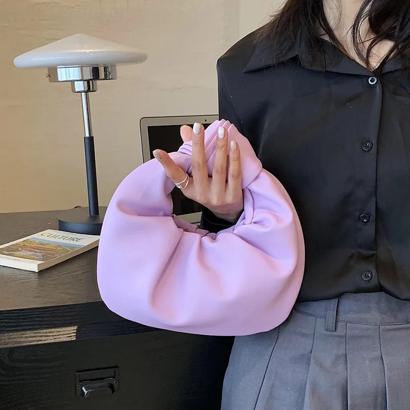 2023 Fashion Hobo Bag Luxury Designer Handbag Brand Women Tote Bag Knotted Handle Clutch Bag Purple Green Pu Leather Ladies Bag