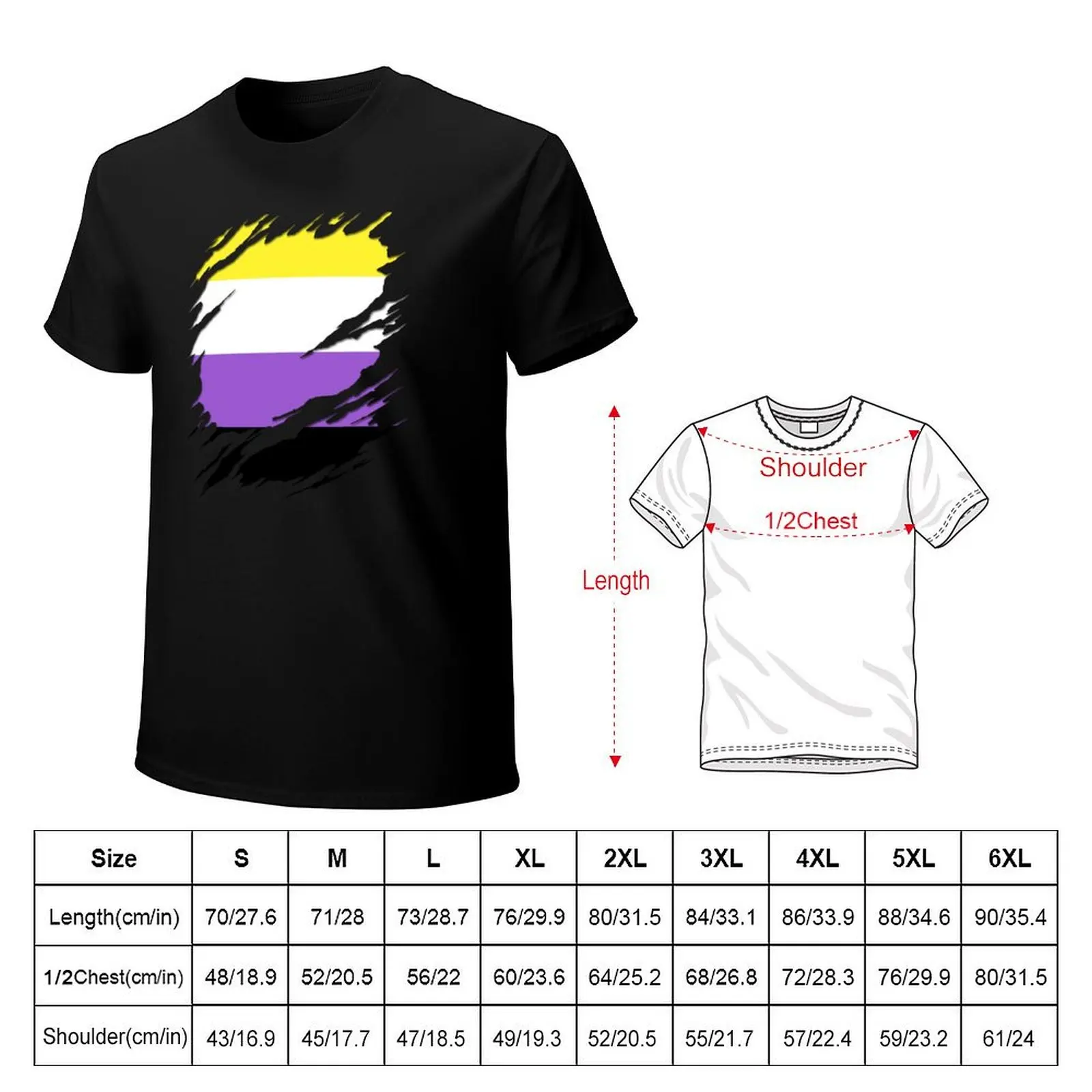 Nonbinary Pride Flag Ripped Reveal T-Shirt blanks cute tops men t shirts