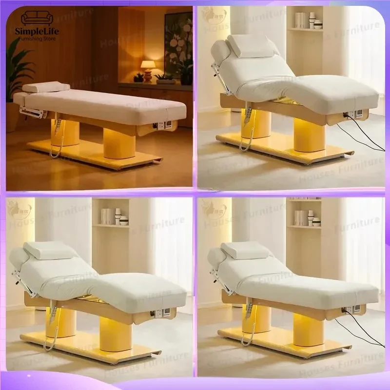 For Beauty Bed Salon Facial Massage Table Adjustable Height Heating SPA Treatment Chair Multi Function Lifting Bed