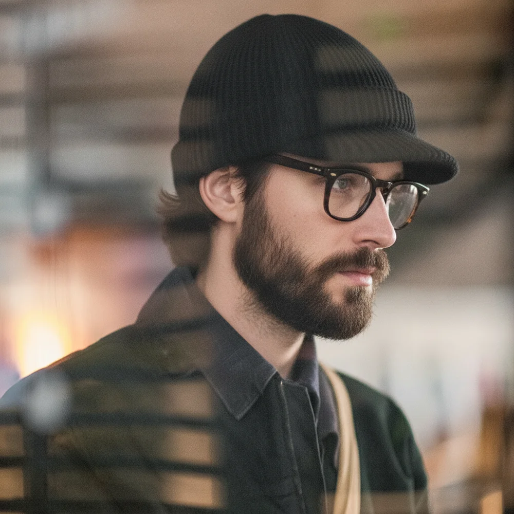 Maden 빈티지 블랙 니트 야구 모자 따뜻한 모직 모자 가을과 겨울 캐주얼 바이저 비니를위한 남여 다목적 액세서리