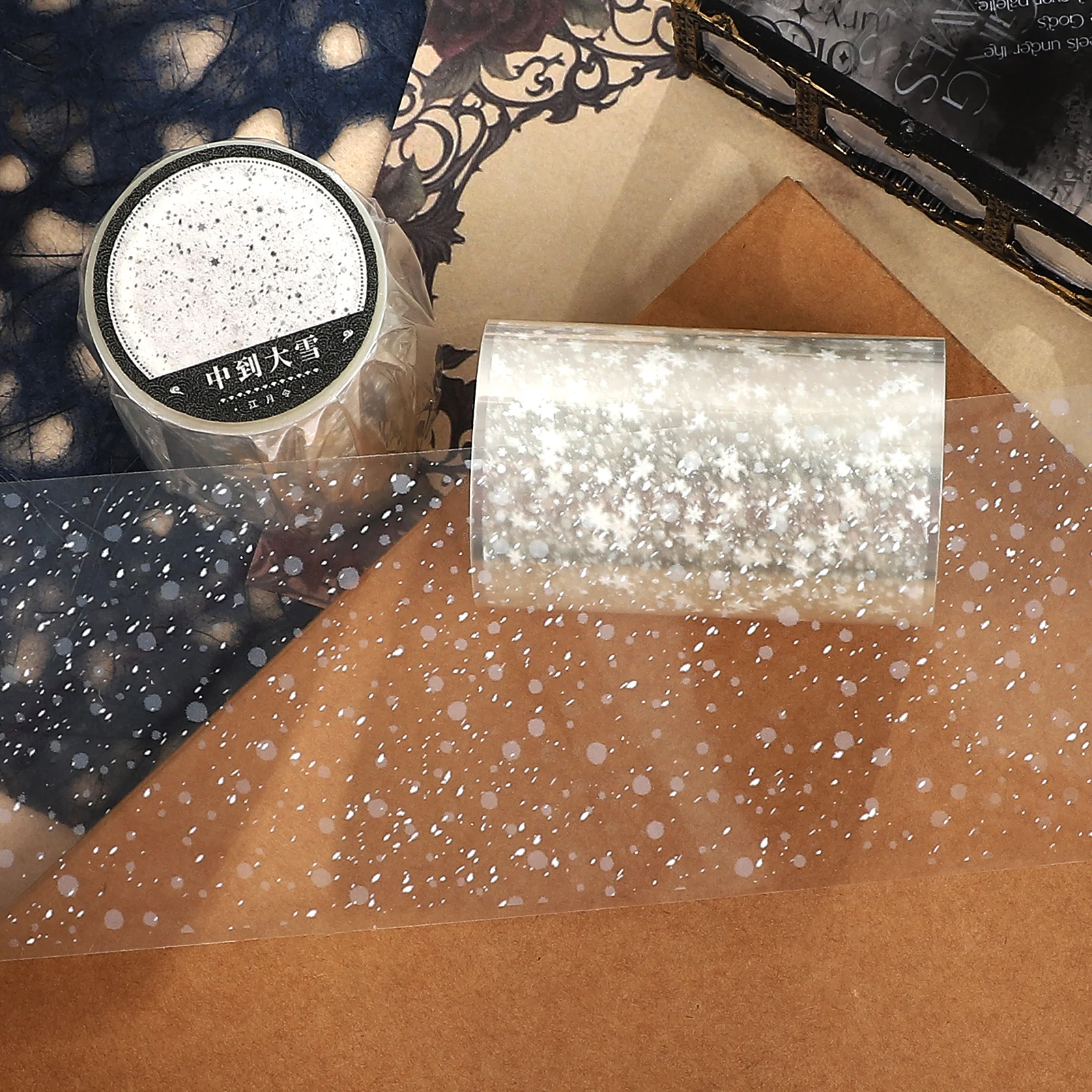 

60mm*5m Vintage Snow Landscape PET Tape Creative DIY Journal Material Collage Scrapbooking Stationery