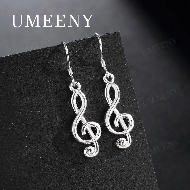 

Luxury 925 Sterling Silver 38mm Exquisite Musical Note Earrings Women Fashion Jewelry Charm Party Wedding Gift