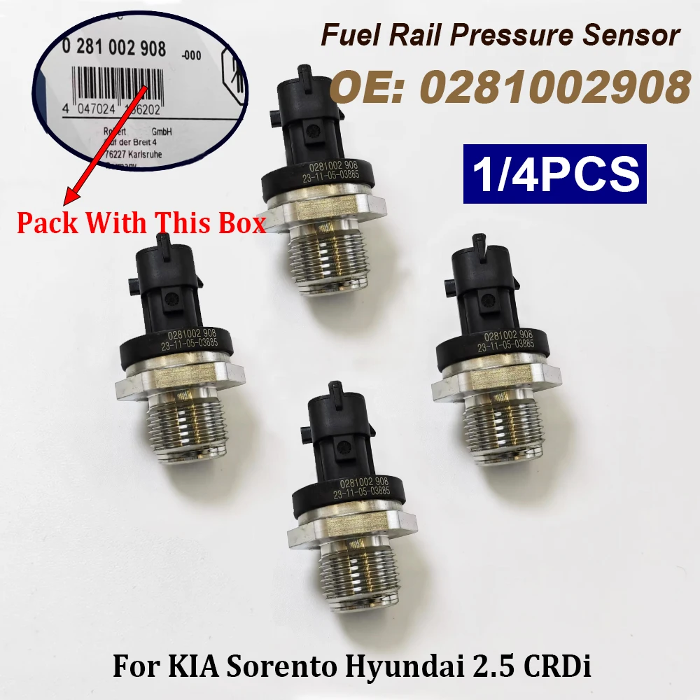 1/4PCS 0281002908 0281002568 31401-4A010 Fuel Rail Pressure Sensor 314004A010 For F-IAT K-IA H-yundai M-itsubishi