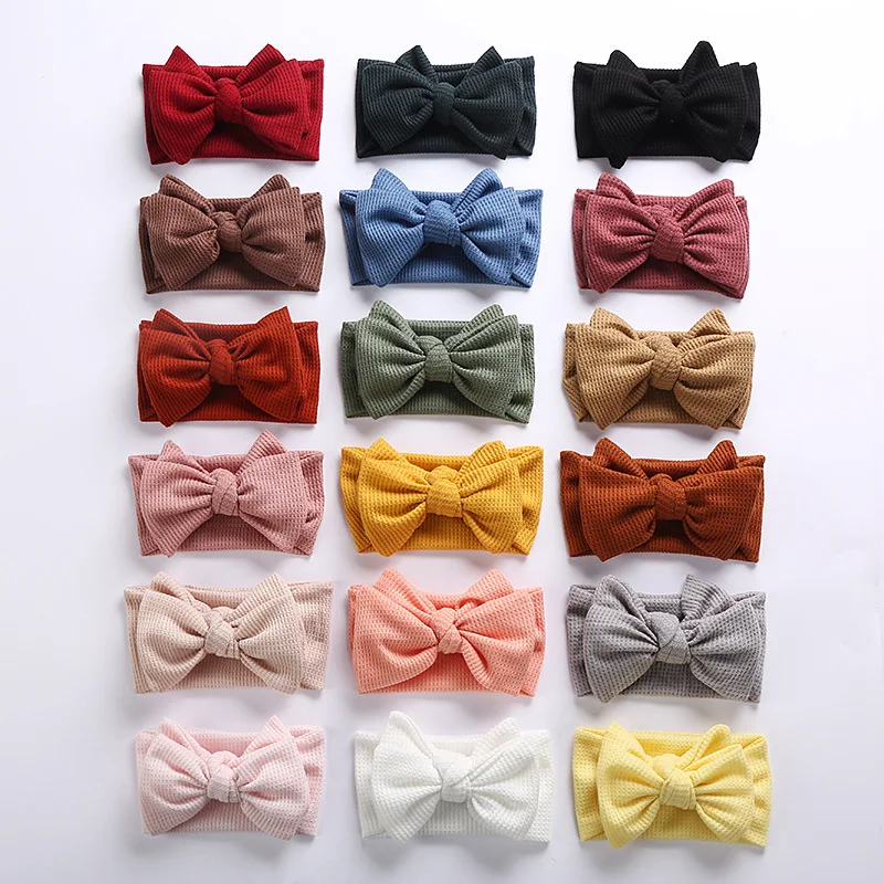 Multi Colors Lovely Waffle Infant Baby Girls Butterfly Tie Headband Toddler Girl Accessories Hair Band