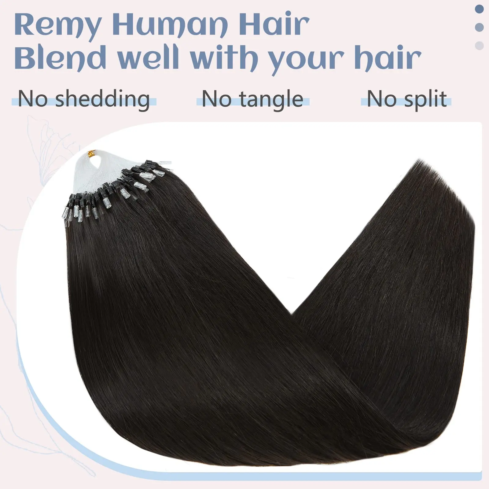 Micro Ring Hair Extensions Natural Black Micro Links Human Hair Extensions Microlink Micro Beads Loop Straight Hair Extension